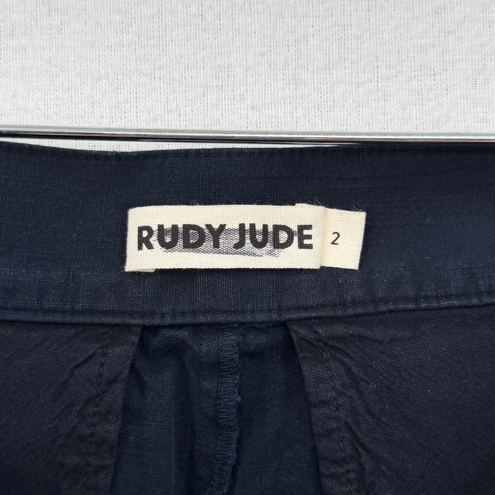RUDY JUDE Pleated Trousers Pants Womens Black Indigo Size 2 High Rise Wide Leg - Picture 13 of 16